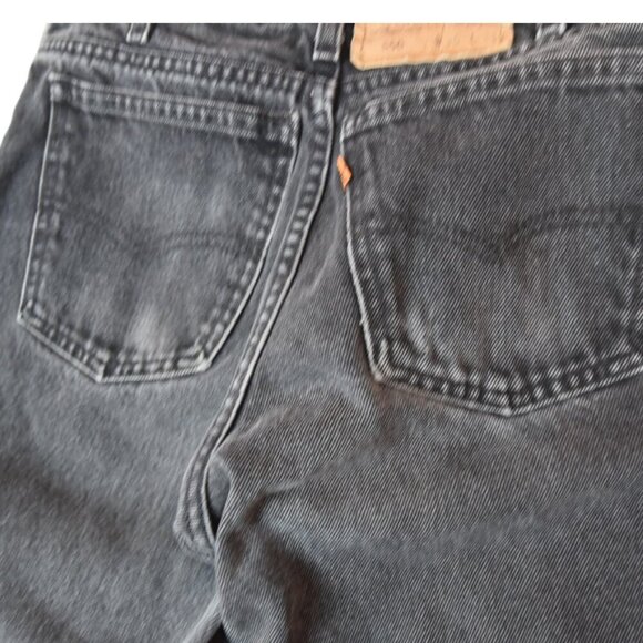 Levi’s 550 Orange Tab Vintage Jeans W28 L26 Black High Rise Taper 90s Nice Fade - Picture 6 of 12